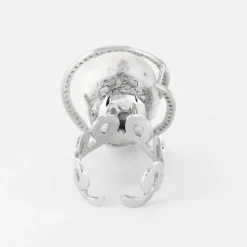 BERNARD DELETTREZ - Bague or blanc, diamants et jaspe blanc