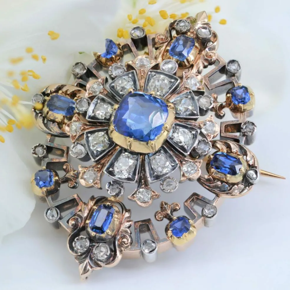 Bijou ancien saphir diamants à transformation