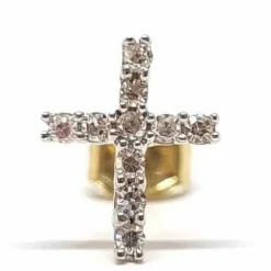 Boucle d'oreille croix diamants or jaune