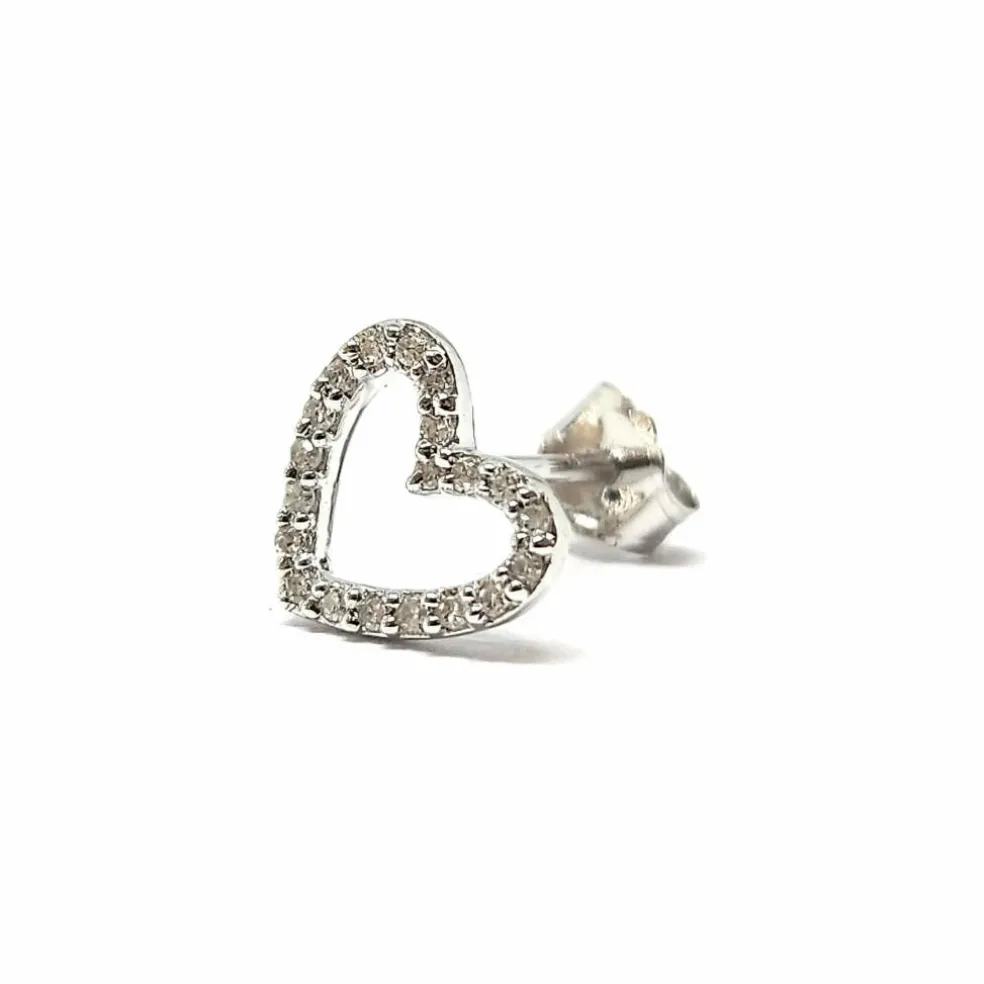 Boucle d'oreille cœur Diamants Or