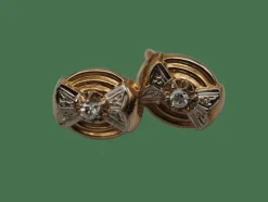 Boucle d'oreille or jaune et gris diamants
