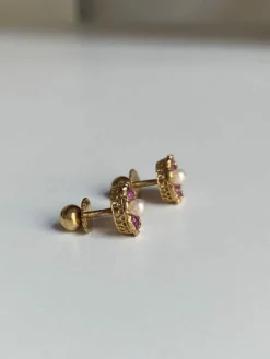Boucle d'oreilles anciennes de travail Portugais en or jaune