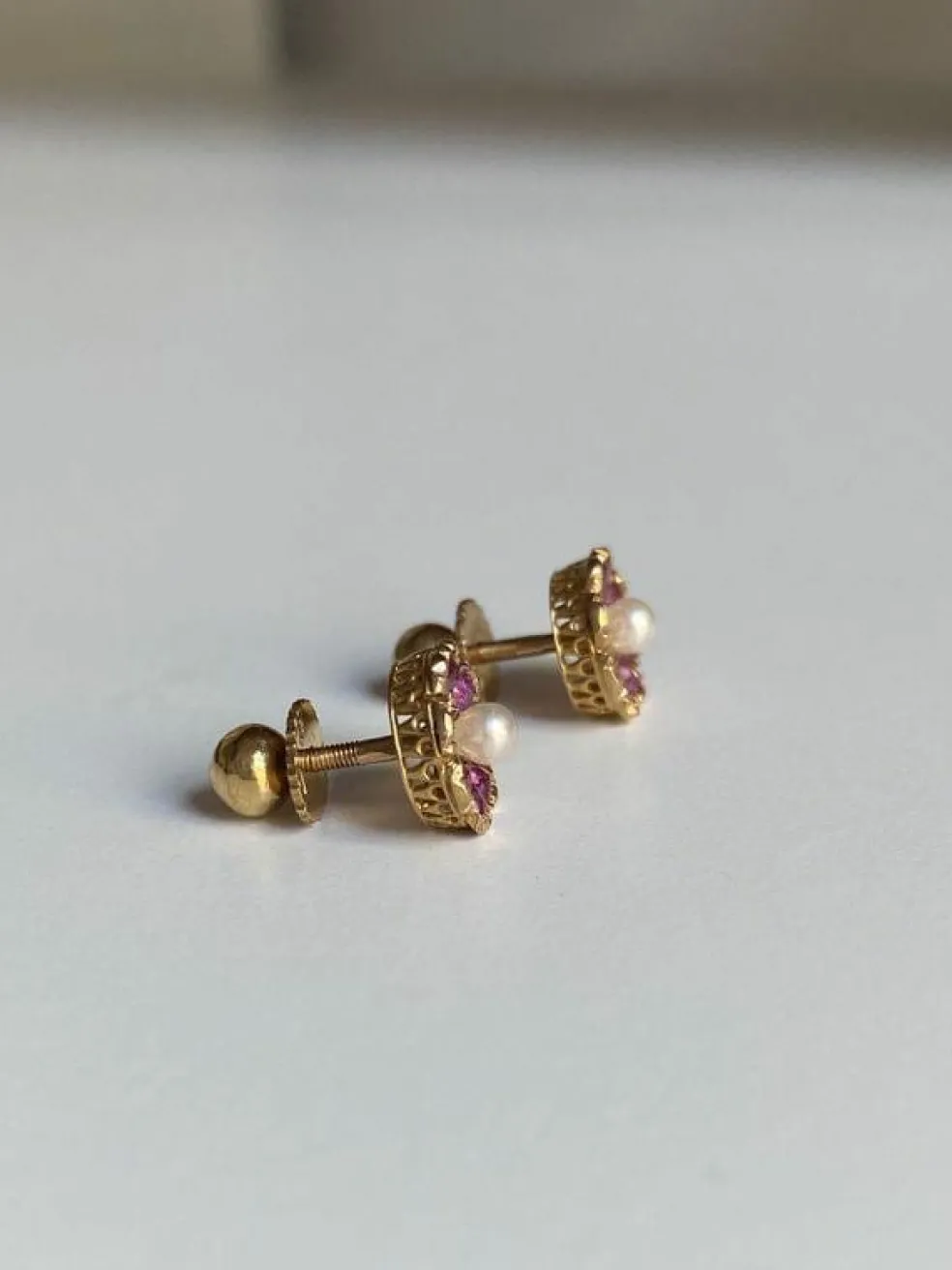 Boucle d'oreilles anciennes de travail Portugais en or jaune
