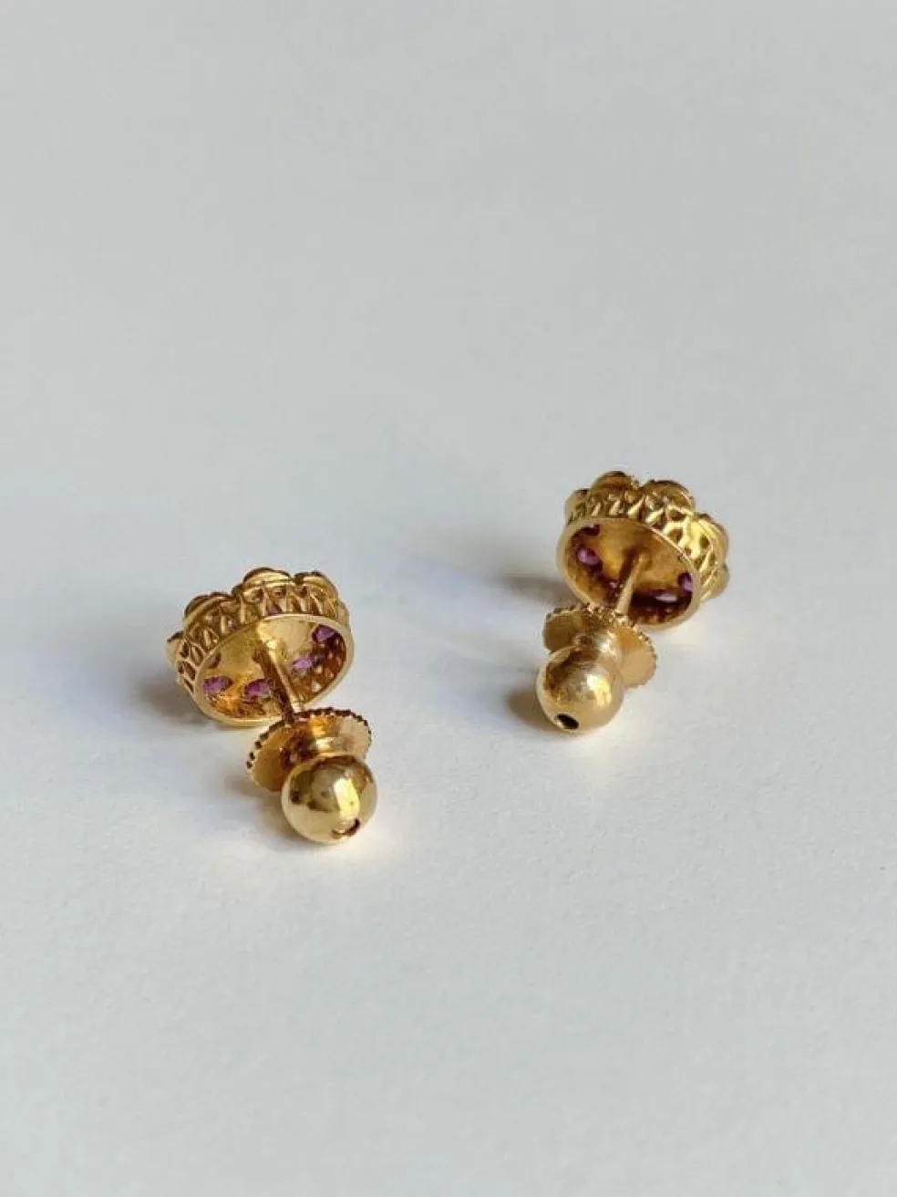 Boucle d'oreilles anciennes de travail Portugais en or jaune