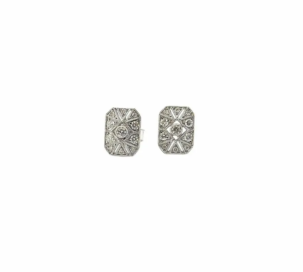 Boucle d’oreilles art déco or blanc et diamants