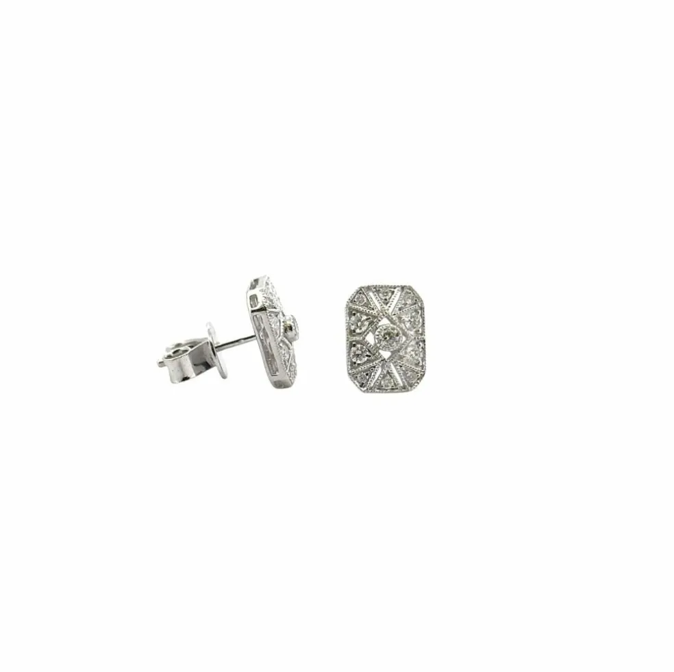 Boucle d’oreilles art déco or blanc et diamants