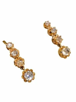 Boucle d’oreilles dormeuses anciennes, en or 18k et diamants