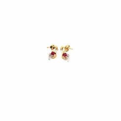 Boucle d'oreilles Or Jaune 18 k & Rubis
