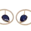 Boucle d'oreilles Or jaune Saphir Ceylan et Diamants