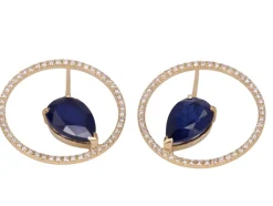 Boucle d'oreilles Or jaune Saphir Ceylan et Diamants