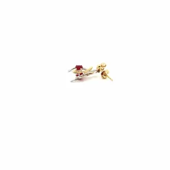 Boucle d'oreilles Or Jaune 18 k & Rubis