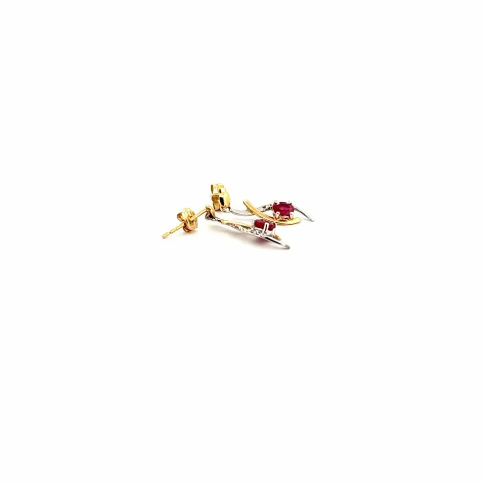 Boucle d'oreilles Or Jaune 18 k & Rubis