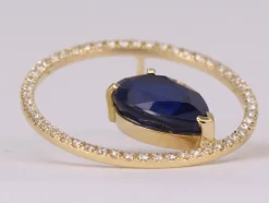 Boucle d'oreilles Or jaune Saphir Ceylan et Diamants