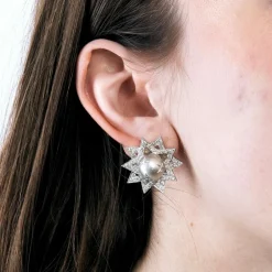 Boucle d'oreilles étoiles, or blanc