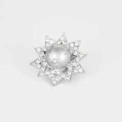 Boucle d'oreilles étoiles, or blanc