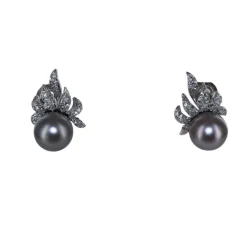 Boucles à clips perles de Tahiti et diamants