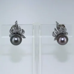 Boucles à clips perles de Tahiti et diamants