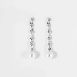 Boucles D Oreille Pendantes Perles Diamants