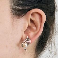 Boucles d 'oreilles anciennes diamants perles