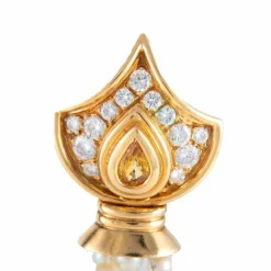 Boucles d'oreille citrine diamants et perles pendantes