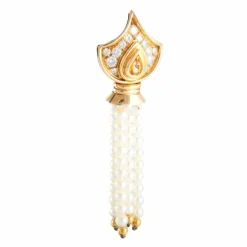 Boucles d'oreille citrine diamants et perles pendantes