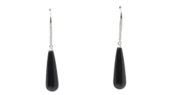 Boucles d'oreille en or blanc, diamants et onyx