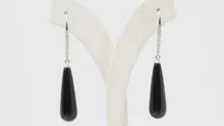 Boucles d'oreille en or blanc, diamants et onyx