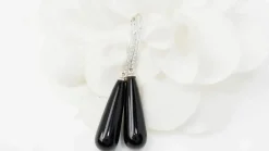 Boucles d'oreille en or blanc, diamants et onyx