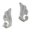 Boucles d'oreilles à clips en diamant en forme d'aile vintage des années 1950