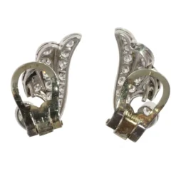 Boucles d'oreilles à clips en diamant en forme d'aile vintage des années 1950