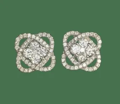 BOUCLES D'OREILLES DIAMANTS MOTIF "ROSE"