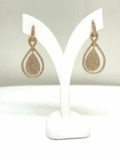 Boucles d’oreilles 2 en 1 or rose diamants