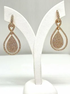 Boucles d’oreilles 2 en 1 or rose diamants