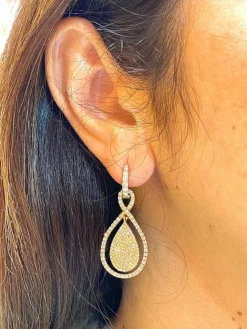 Boucles d’oreilles 2 en 1 or rose diamants