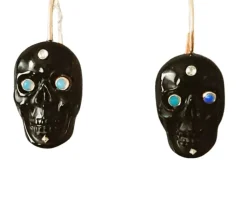 BOUCLES D'OREILLES "MOMENTO MORI" agate noires