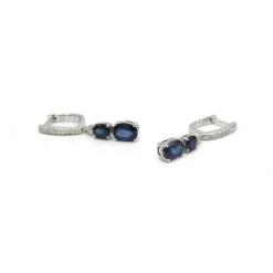 Boucles d'oreilles - Or blanc, saphirs et diamants