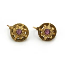 Boucles d'oreilles - Or jaune et grenats