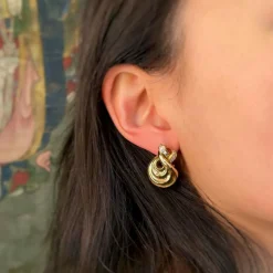 Boucles d'oreilles - Or jaune et diamants