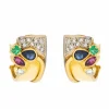 Boucles d'oreilles 2 Ors Diamants Émeraudes Saphirs Rubis
