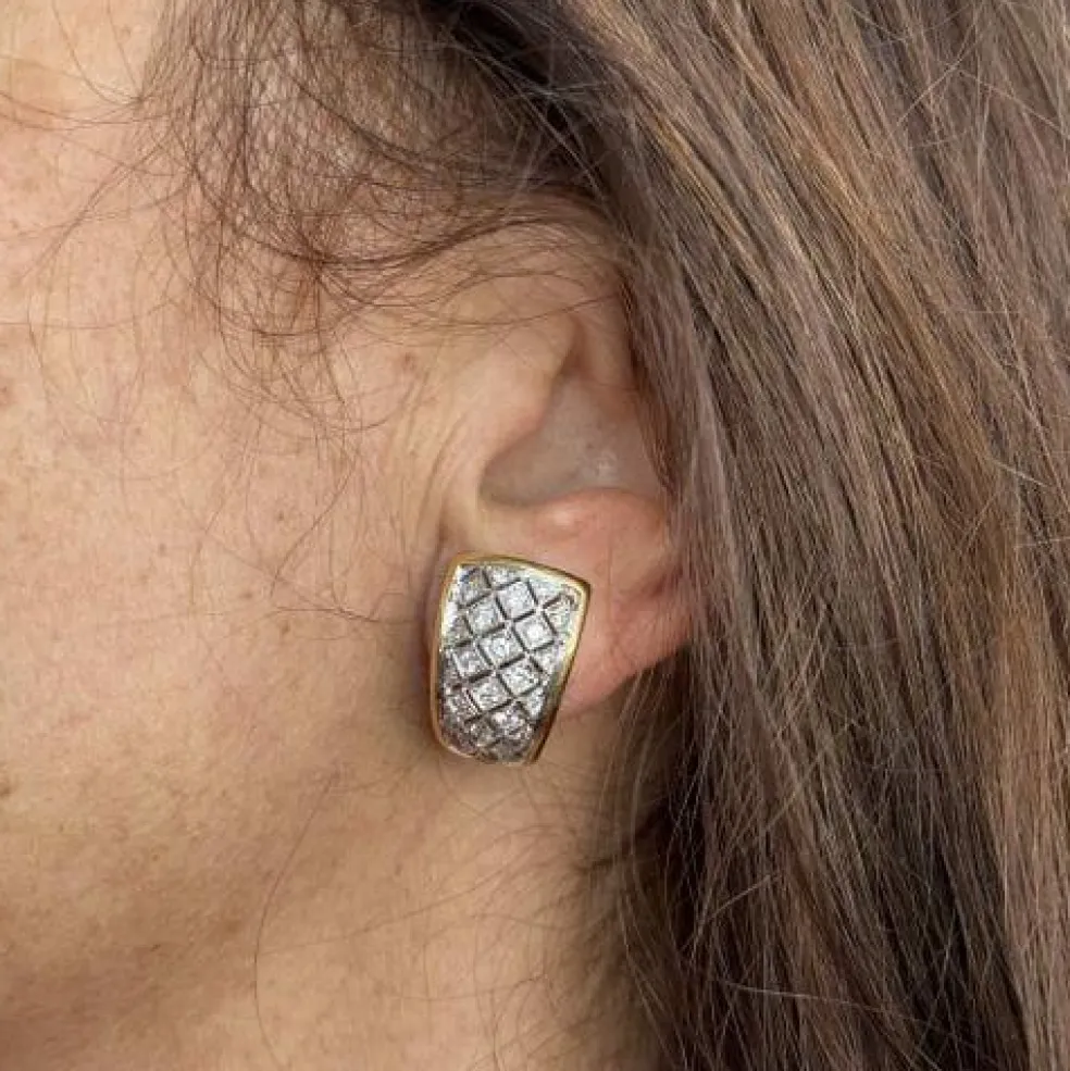 Boucles d'oreilles 2 ors diamants