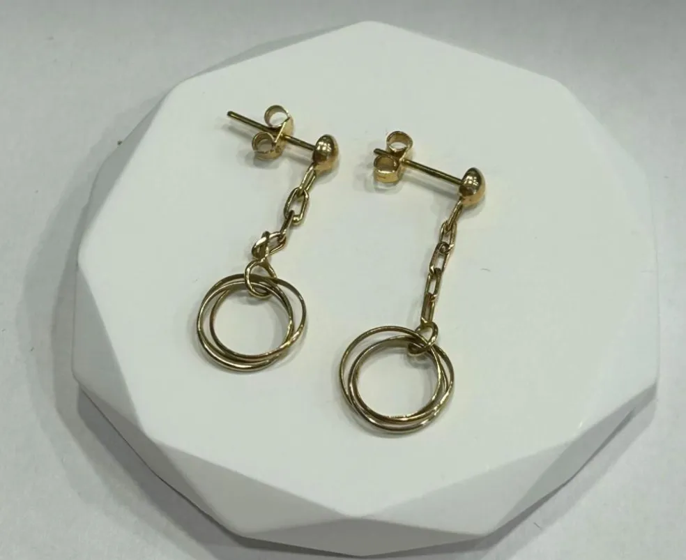Boucles d'oreilles 2 ors pendantes