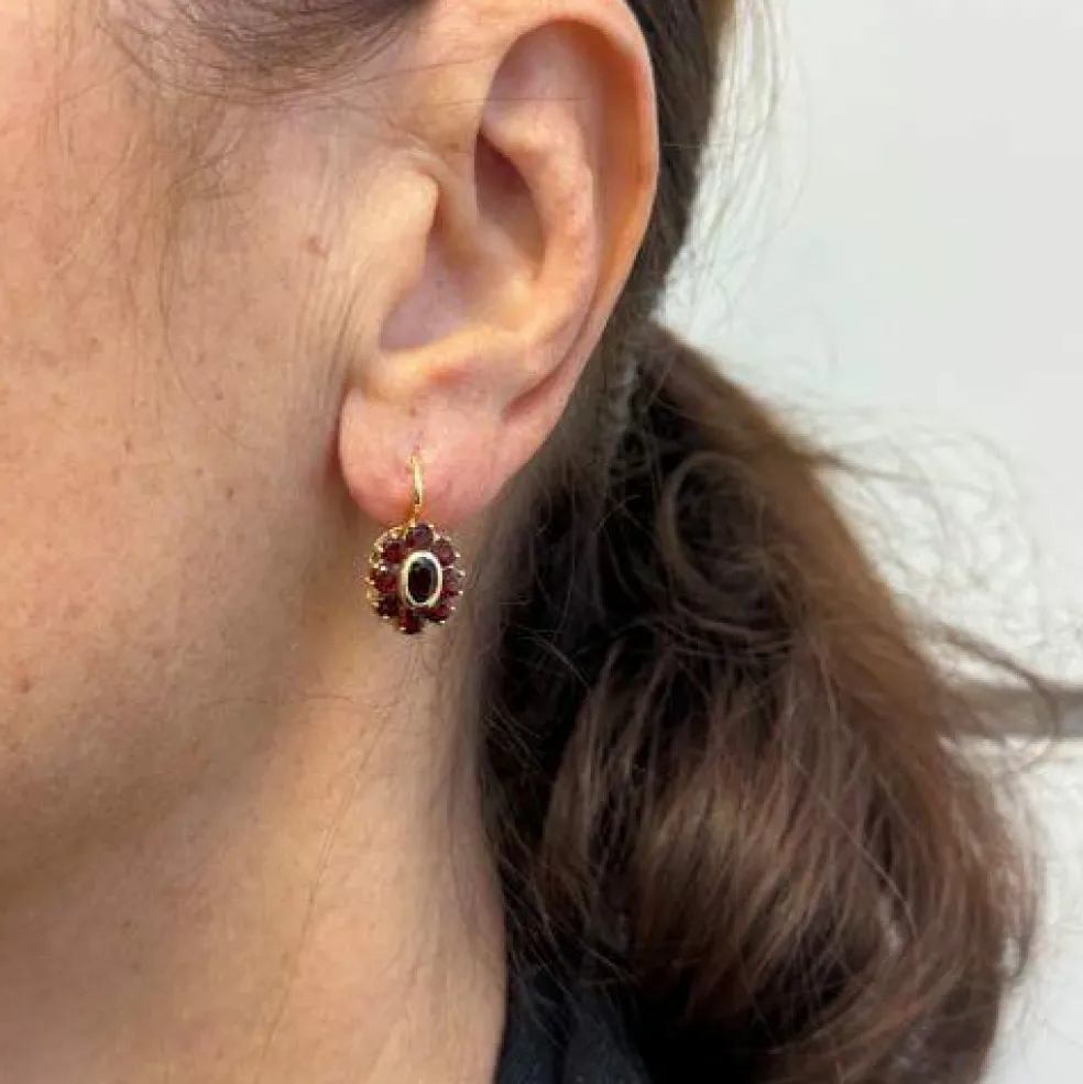 Boucles d'oreilles à tige en grenat