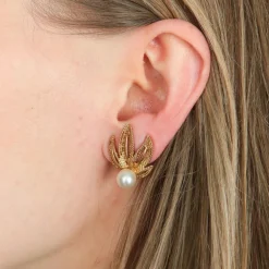 BOUCLES D’OREILLES « VELVET » OR & PERLE