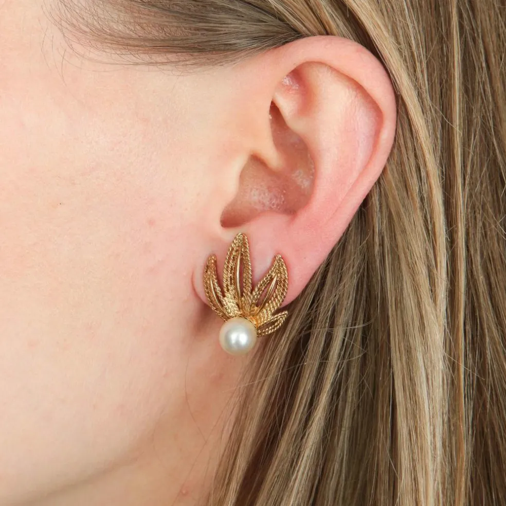BOUCLES D’OREILLES « VELVET » OR & PERLE