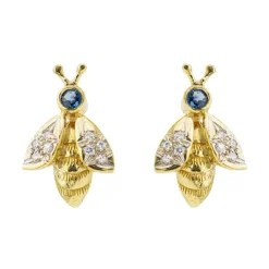 Boucles d'oreilles Abeilles Or jaune Saphir