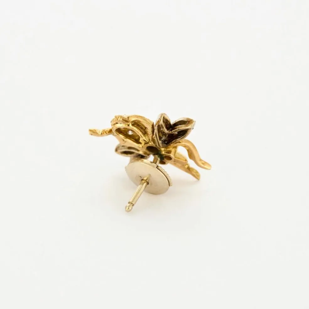 Boucles d'oreilles abeille, or jaune, rubis et diamants