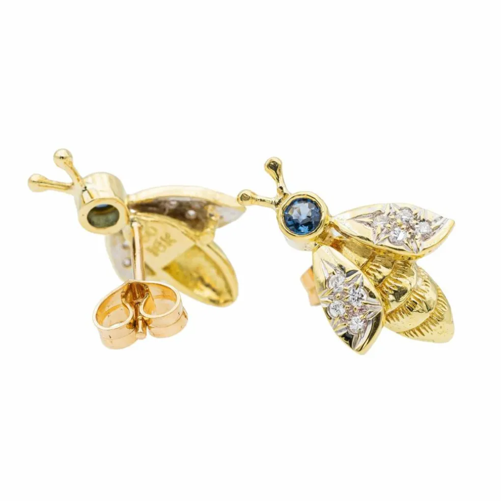 Boucles d'oreilles Abeilles Or jaune Saphir