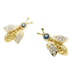 Boucles d'oreilles Abeilles Or jaune Saphir