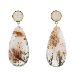 Boucles d'oreilles agate à dendrite et pierre de lune