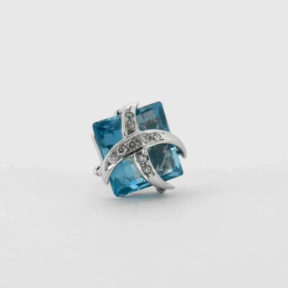 BOUCLES D'OREILLES AIGUE MARINE & DIAMANTS